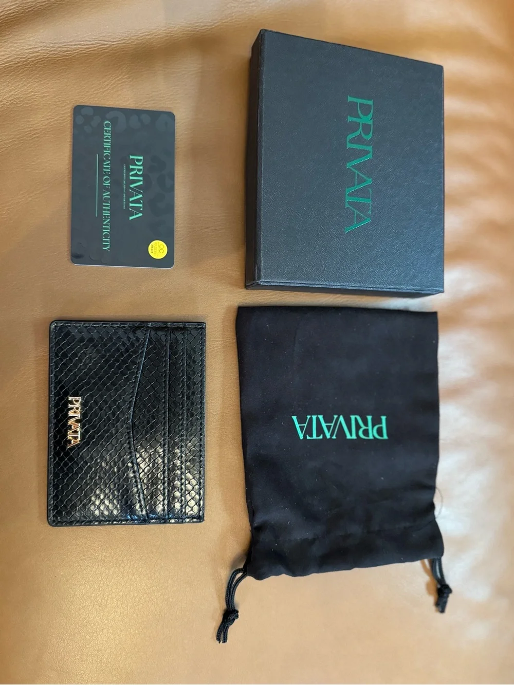 Privata Black Snake-Embossed Card Holder